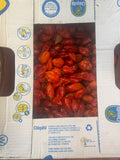 Red habanero peppers half box approximately 25lb
