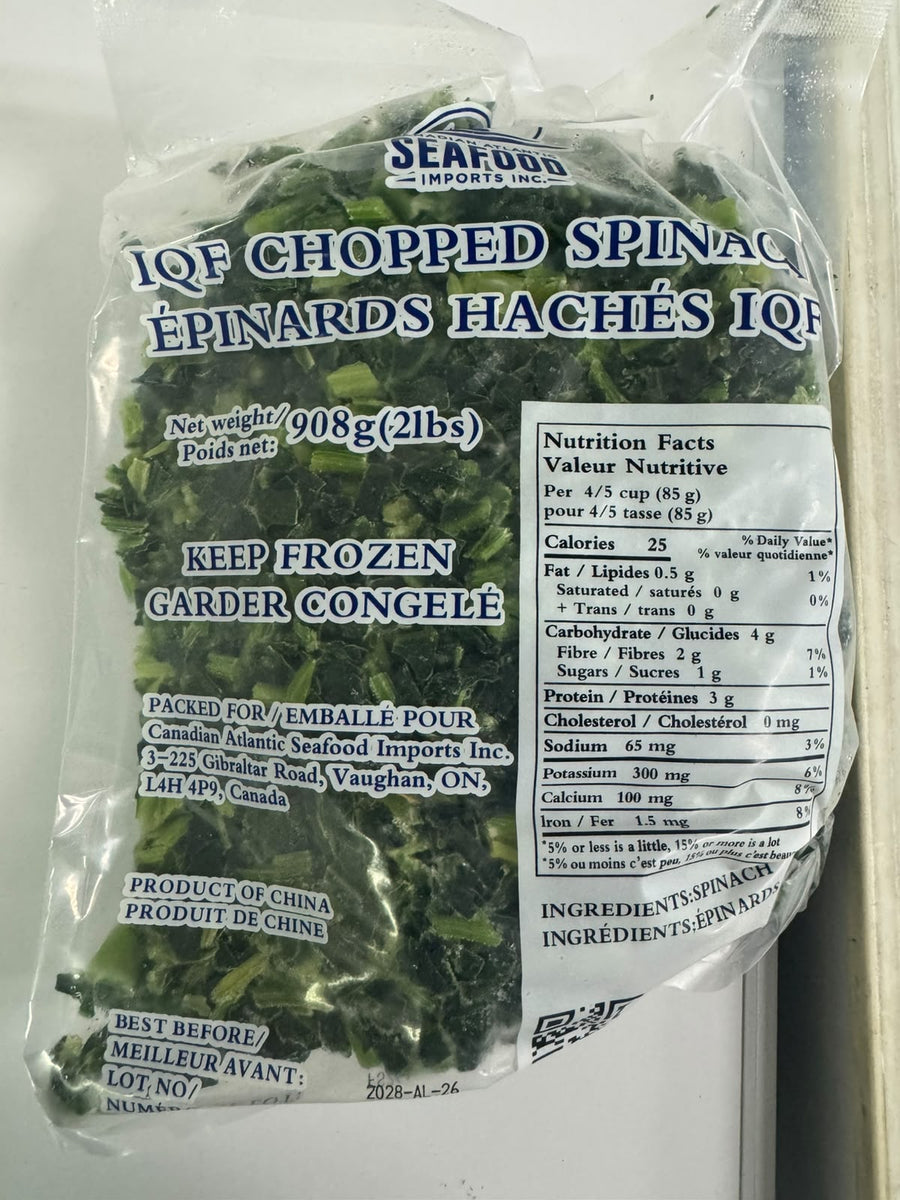 IQF Chopped Spinach 908g bag