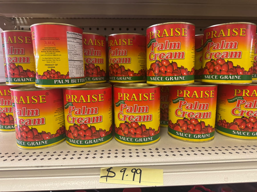 Praise Palm Cream Palm Butter cans on shelf